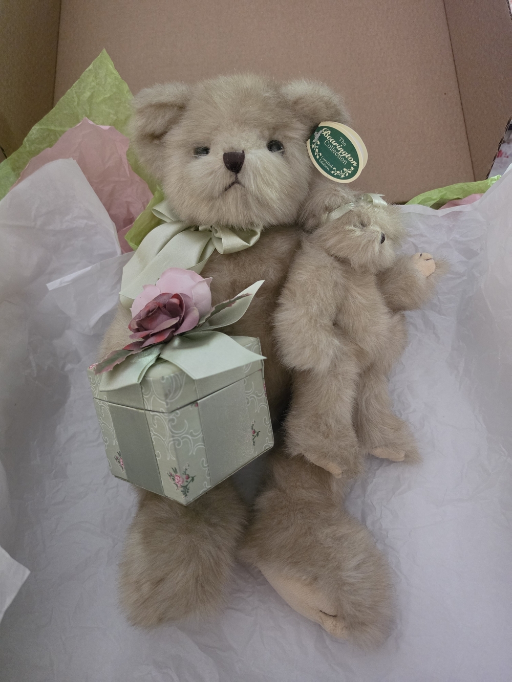 Vintage Bearington Bear Snuggles And Cuddles With Gift Box
